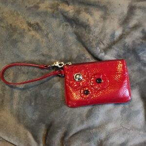 Red coach x poppy flower wristlet